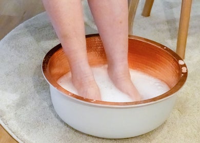 Relaxing foot soak at Petite Fleur Beauty - Advanced Facials, Healesville, Victoria, AU.