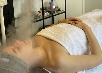 Relaxing facial steam treatment at Petite Fleur Beauty - Advanced Facials, Healesville, Victoria, AU.