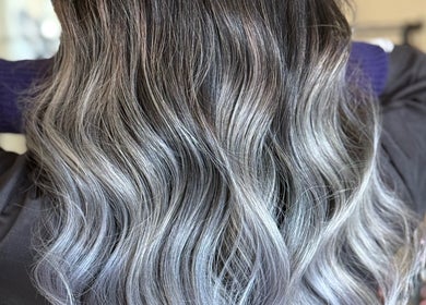 Sleek silver wavy hairstyle crafted at New Style by Maye in Melbourne, Victoria, AU.
