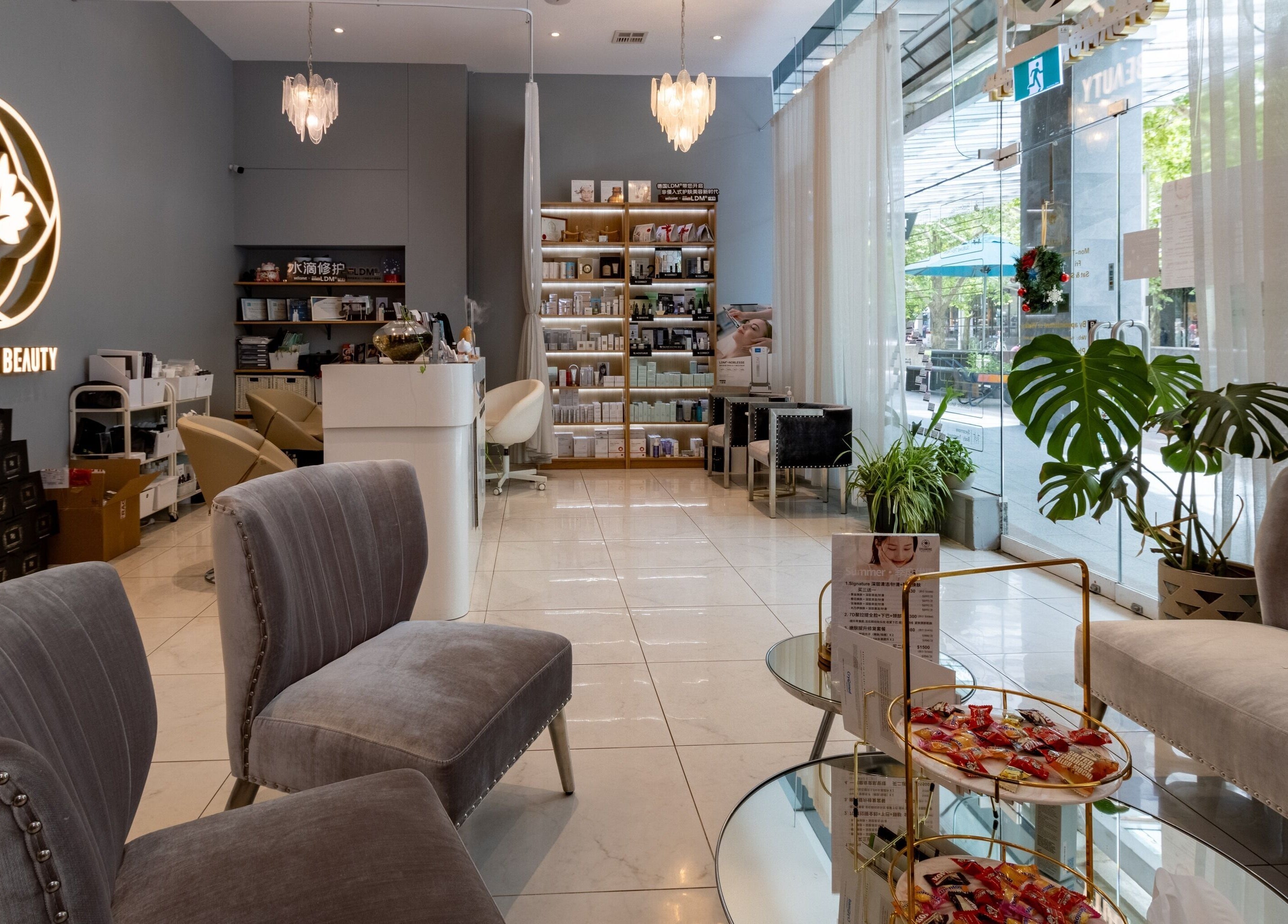 Chic and inviting interior of Sycamore Medi Spa - Civic in Canberra, AU with plush seating and a modern design.