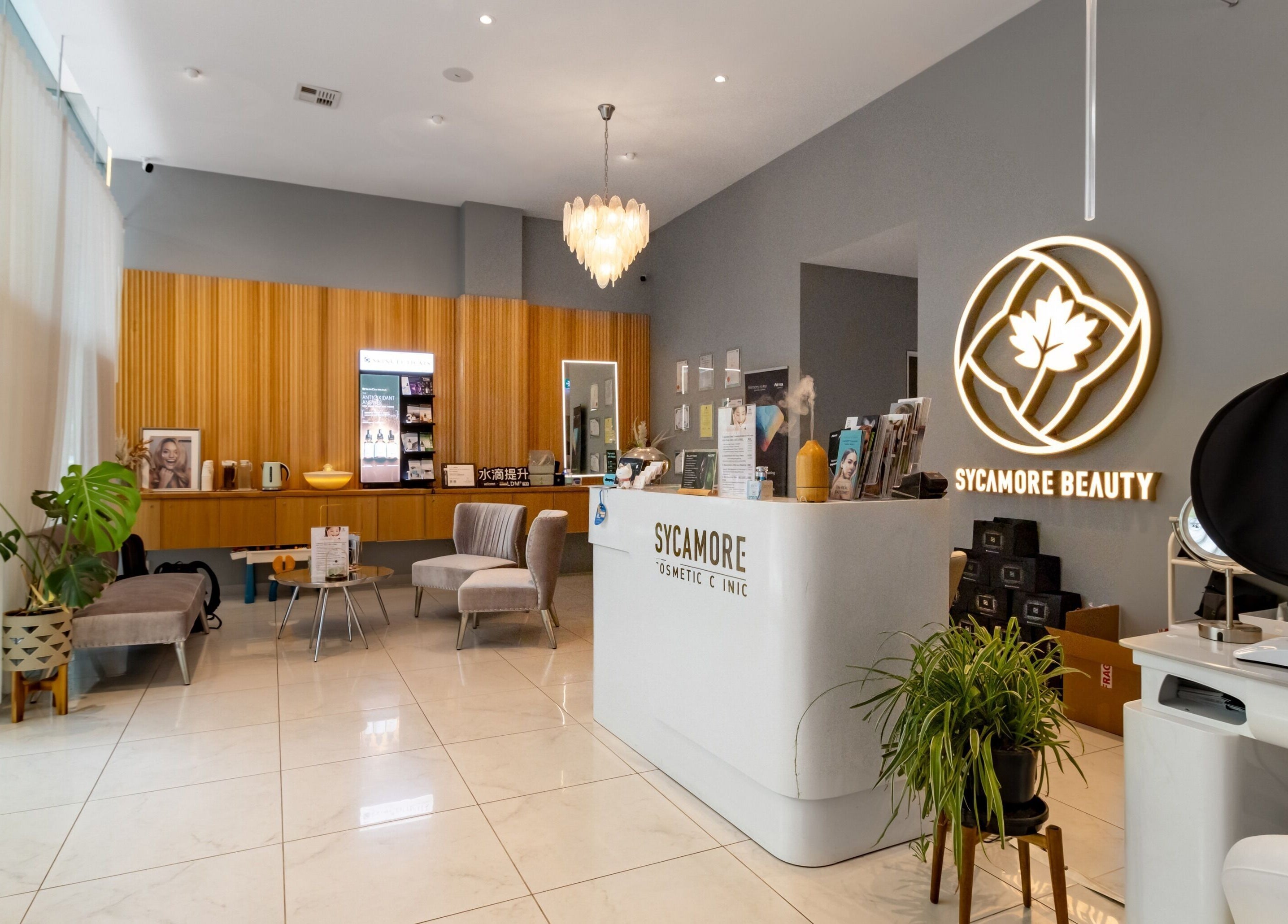 Elegant reception area of Sycamore Medi Spa - Civic in Canberra, Australian Capital Territory, AU.