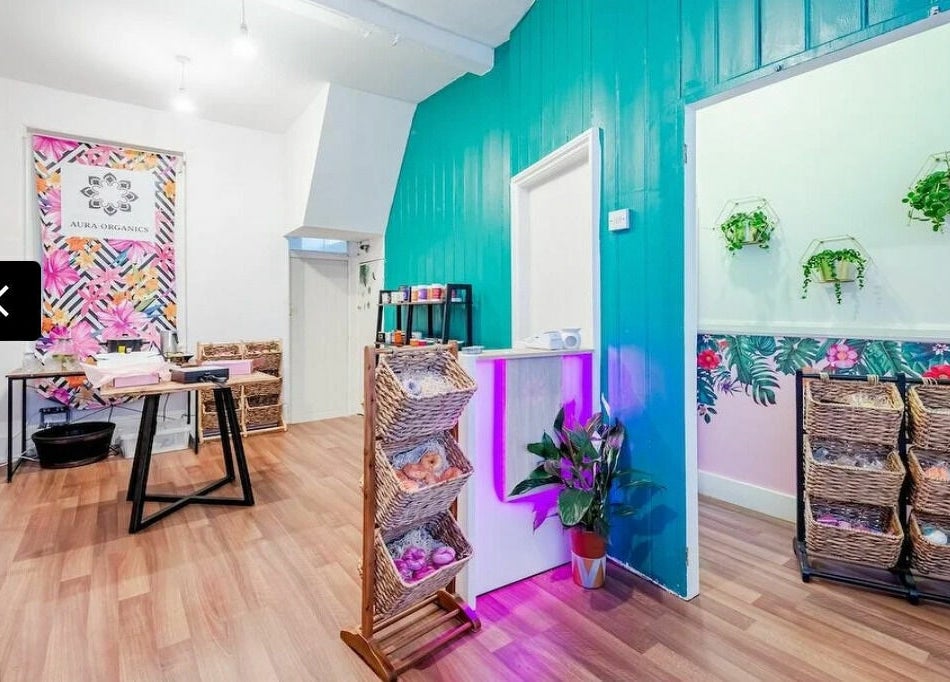 Inside Aura Organics Spa - Greenwich with vibrant decor and relaxing ambiance in London, England, GB.