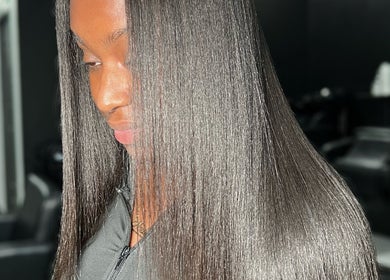 Luxurious straight hair transformation at Opulence TORONTO pop-up, Toronto, Ontario, CA.