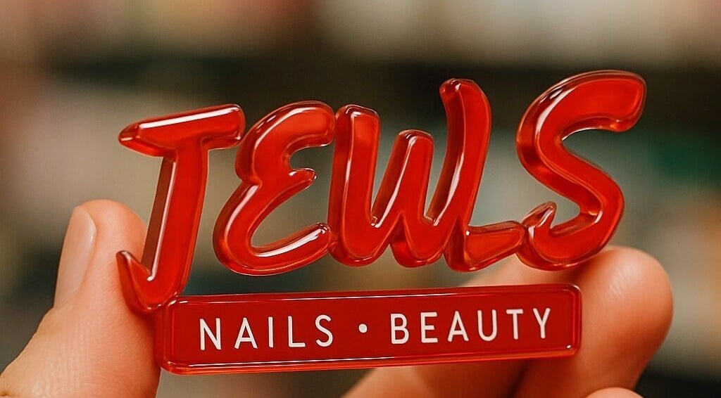 Close-up of JEWLS Nails & Beauty logo charm held by hand in George, Western Cape, ZA.