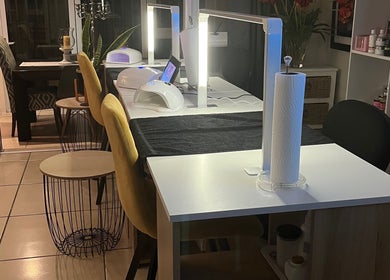 Elegant nail station at JEWLS Nails & Beauty in George, Western Cape, ZA with stylish decor and modern equipment.