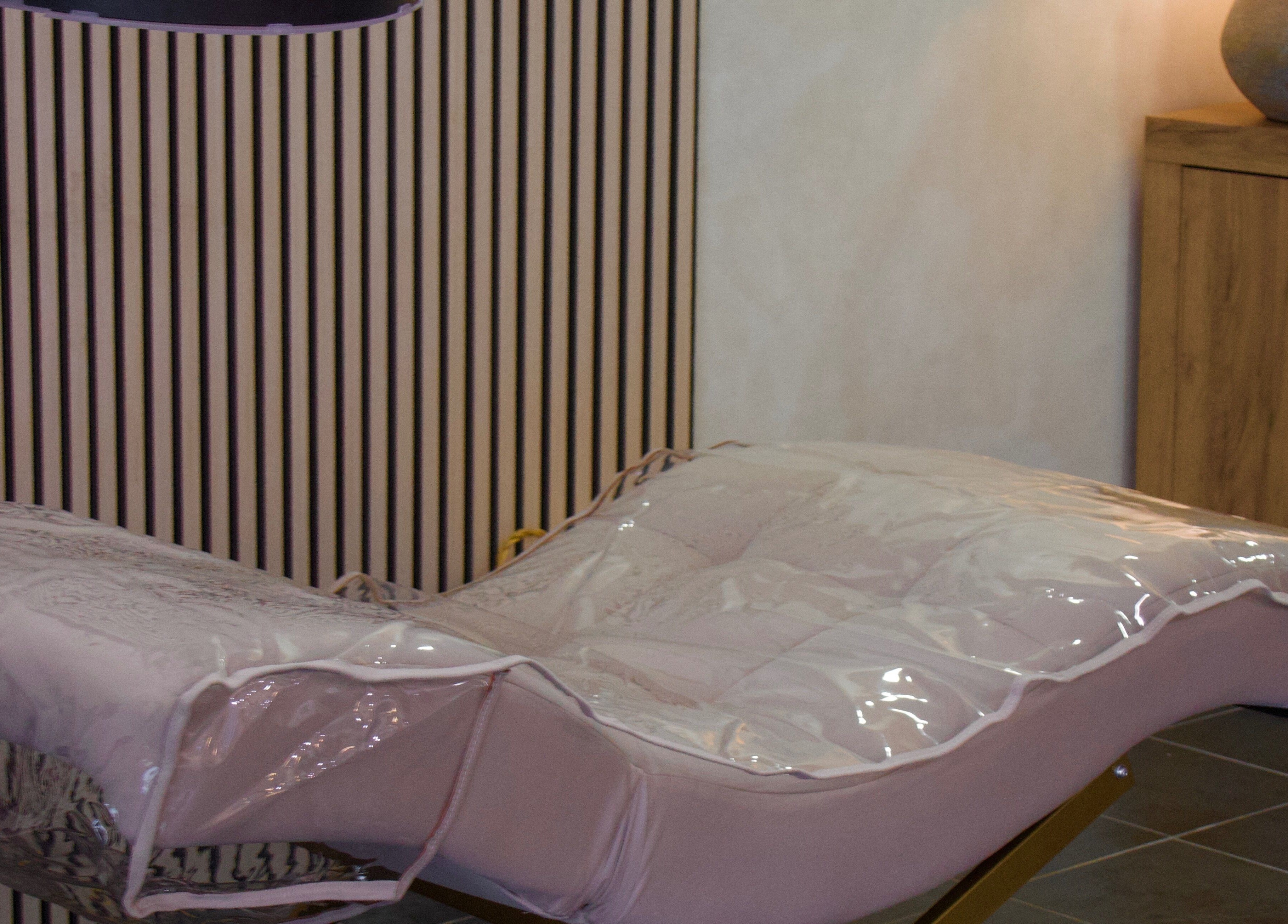 Luxurious spa bed at Bloom Beauty, Tipperary, IE, ready for relaxation and wellness treatments.