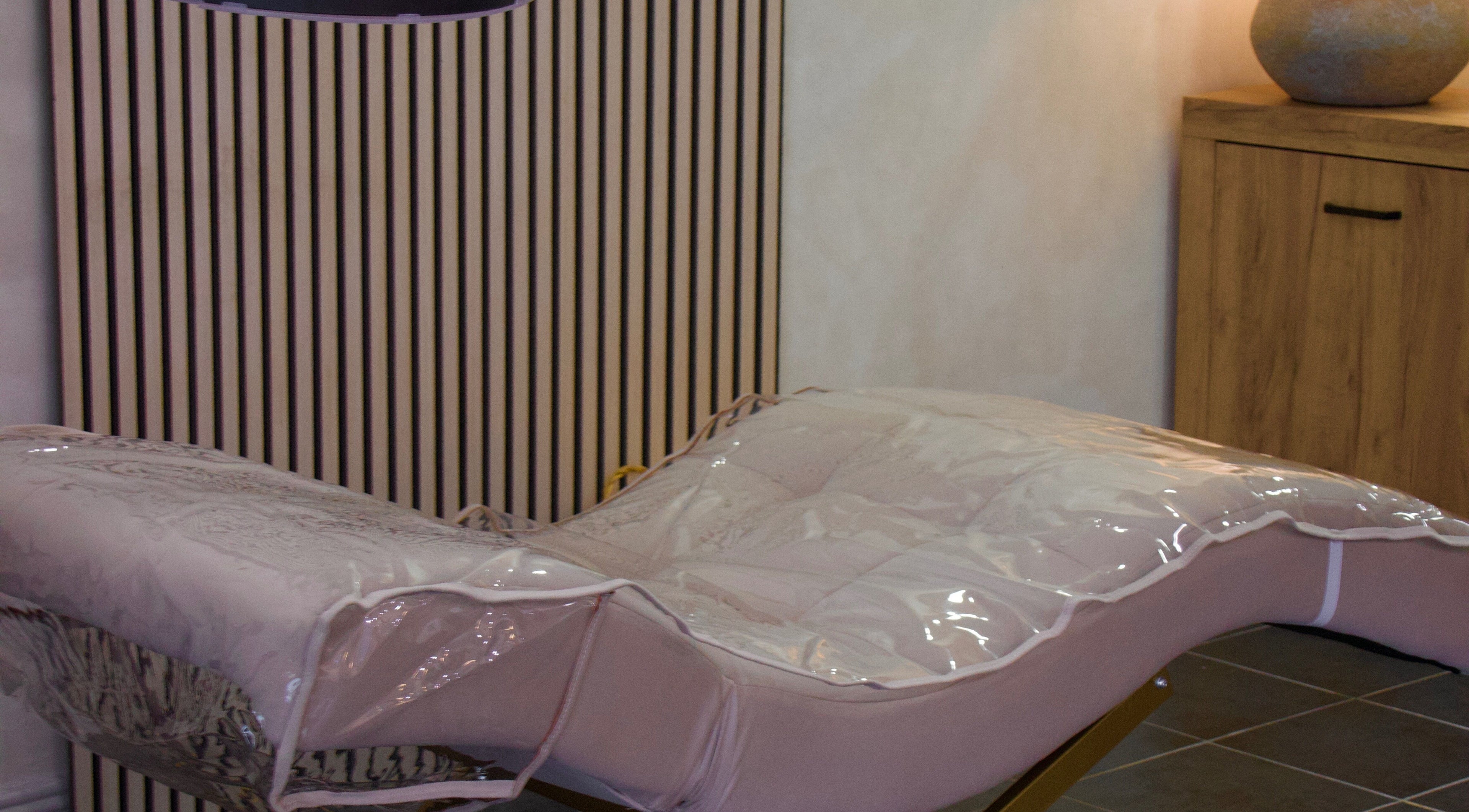 Luxurious spa bed at Bloom Beauty, Tipperary, IE, ready for relaxation and wellness treatments.
