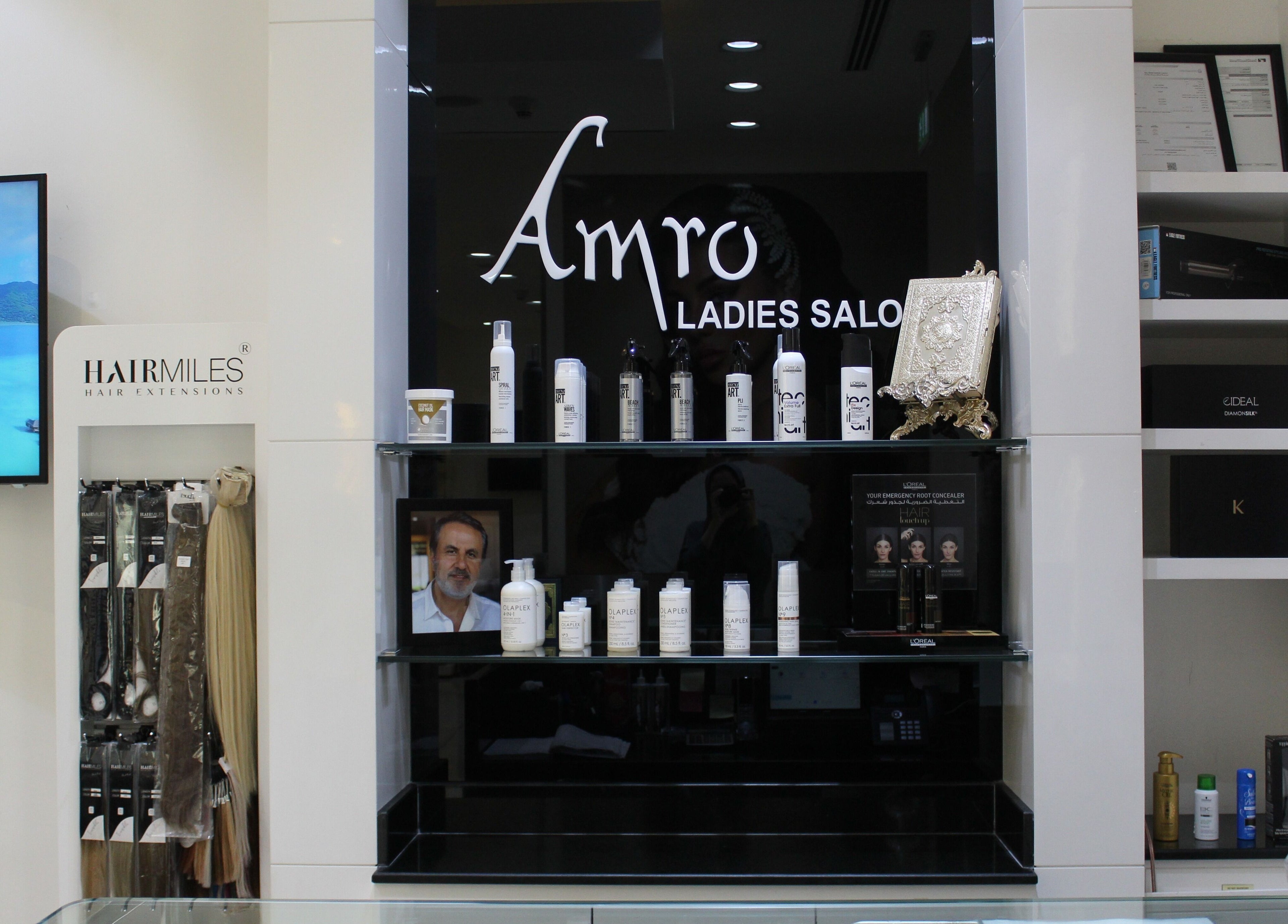 Product shelf at Amro - St.Regis Saadiyat Island - Abu Dhabi featuring hair care products, Abu Dhabi, AE.