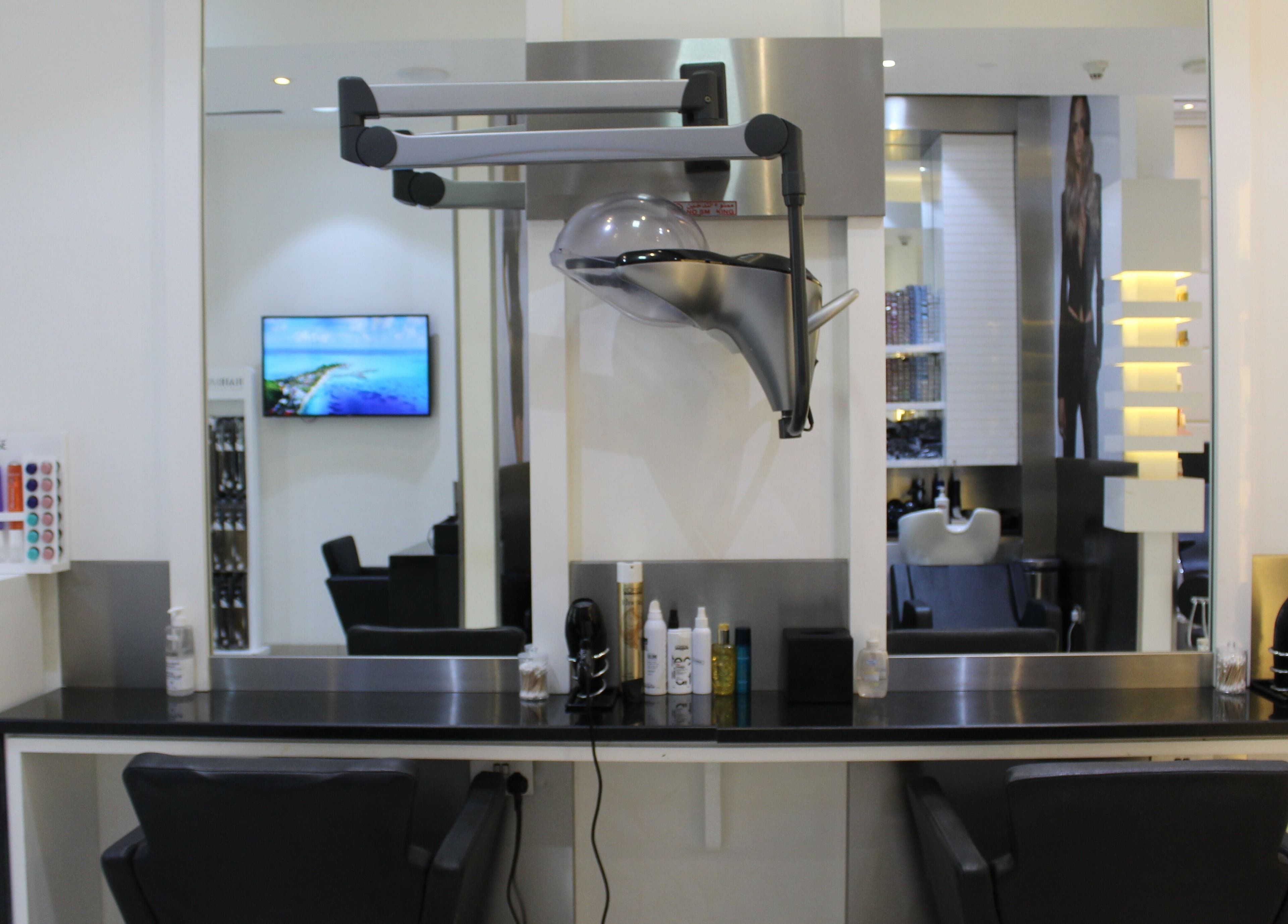 Modern salon station at Amro - St.Regis Saadiyat Island - Abu Dhabi, Abu Dhabi, AE with sleek design and styling tools.