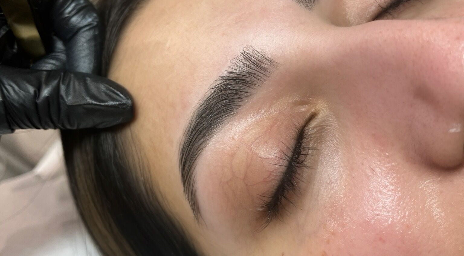 Close-up of eyebrow treatment at Madeline’s Beauty Room, Derby, England, GB.
