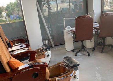 Relaxing pedicure chairs at Trends Hair Beauty and Nails, Christchurch, Canterbury, NZ, providing a luxurious experience.