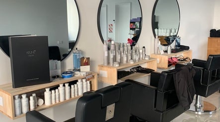 Modern salon interior at Trends Hair Beauty and Nails, Christchurch, Canterbury Region, NZ, featuring elegant products.