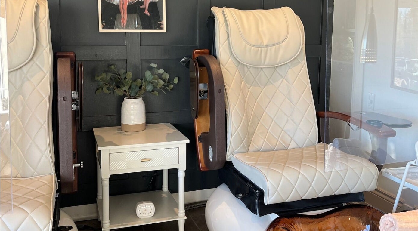 Elegantly designed pedicure chair at Cocobella Spa in Ottawa, Ontario, CA, offering a relaxing wellness experience.