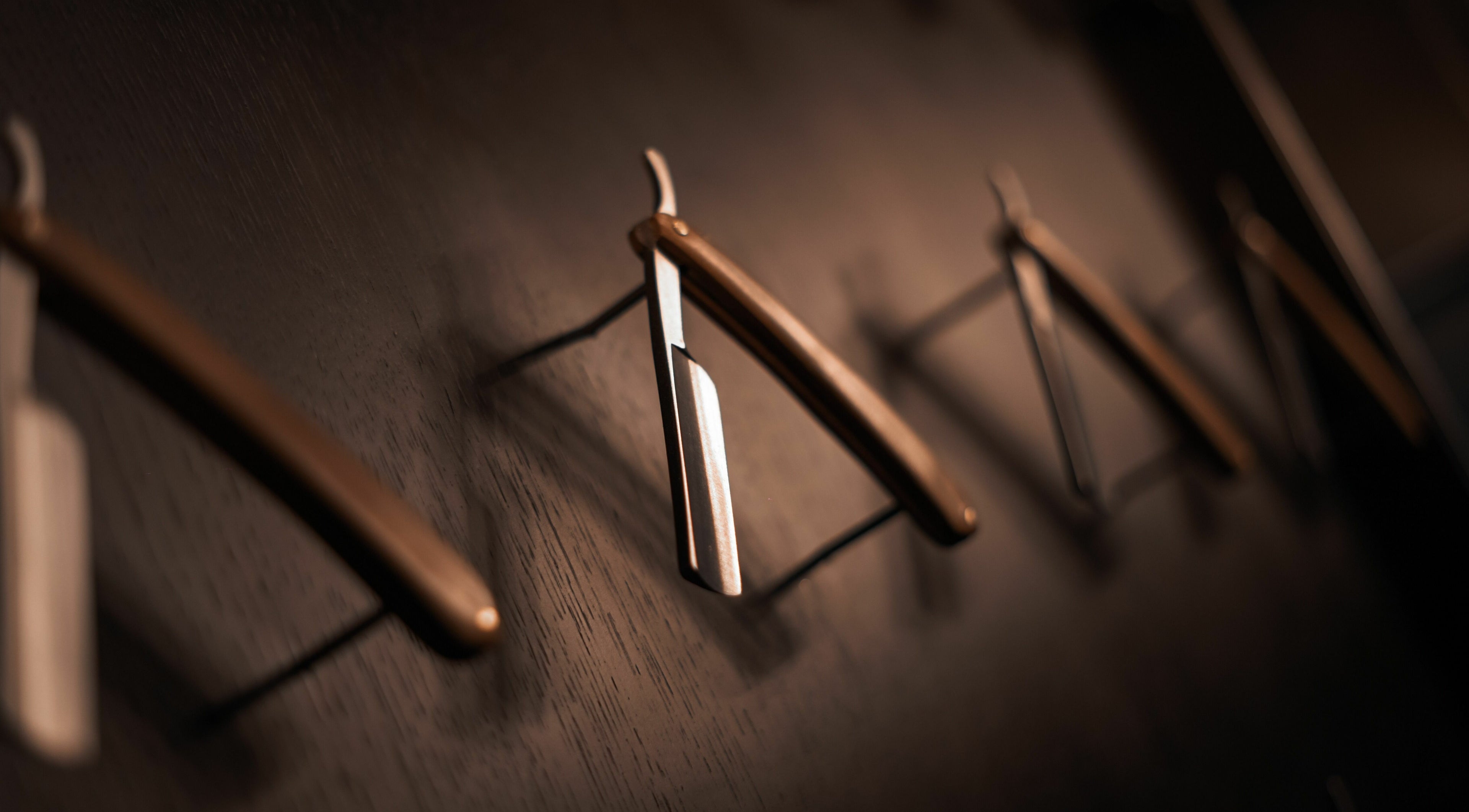 Stylish razors on display at NoMad, New York, New York, US, highlighting timeless grooming tools.