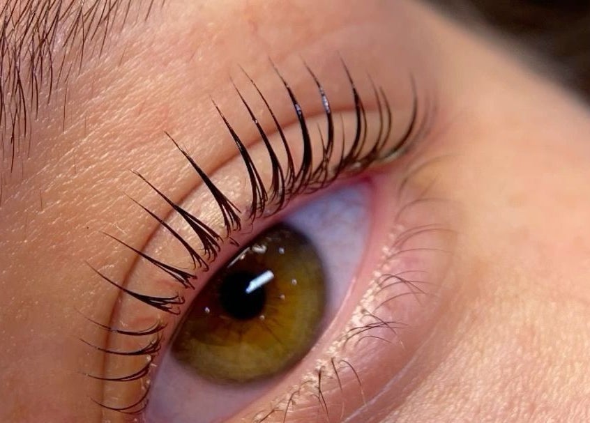 Close-up of eyelash lift at Orlas Beauty Salon, Uvita, Provincia De Puntarenas, CR.