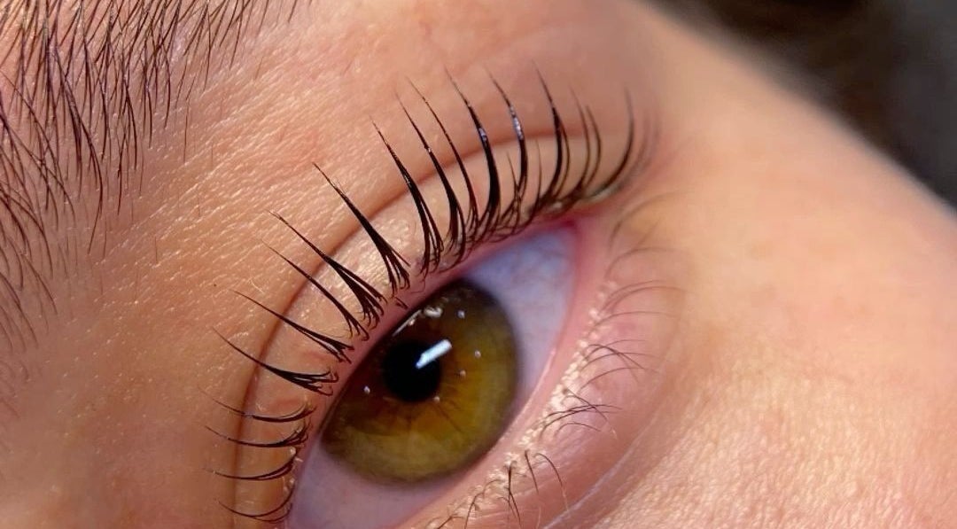 Close-up of eyelash lift at Orlas Beauty Salon, Uvita, Provincia De Puntarenas, CR.