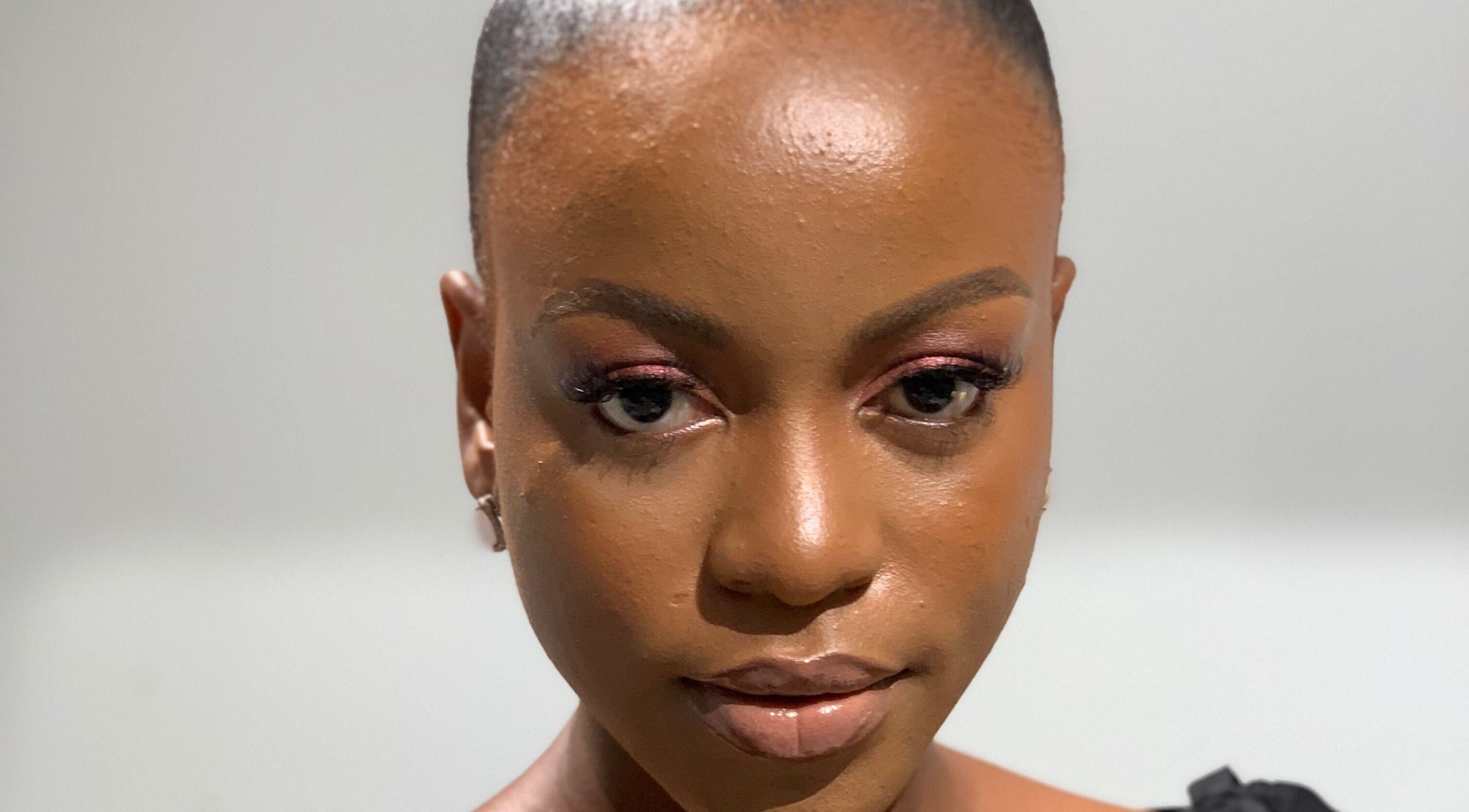 Close-up of a model with elegant makeup at SOARS Artistry, Abuja, Federal Capital Territory, NG.