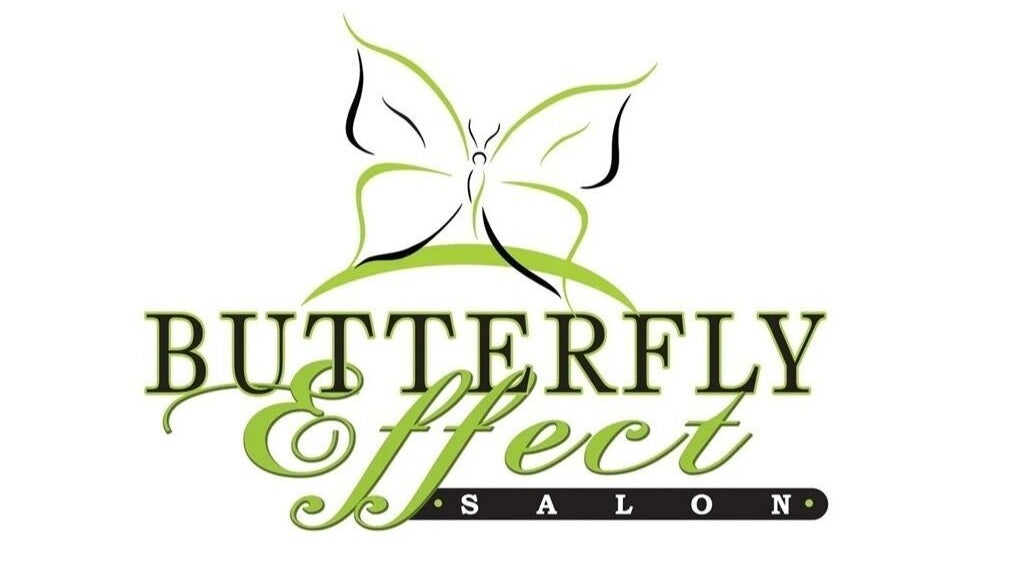 Logo of Butterfly Effect Beauty Salon in Alberton, Gauteng, ZA featuring green butterfly and elegant text.