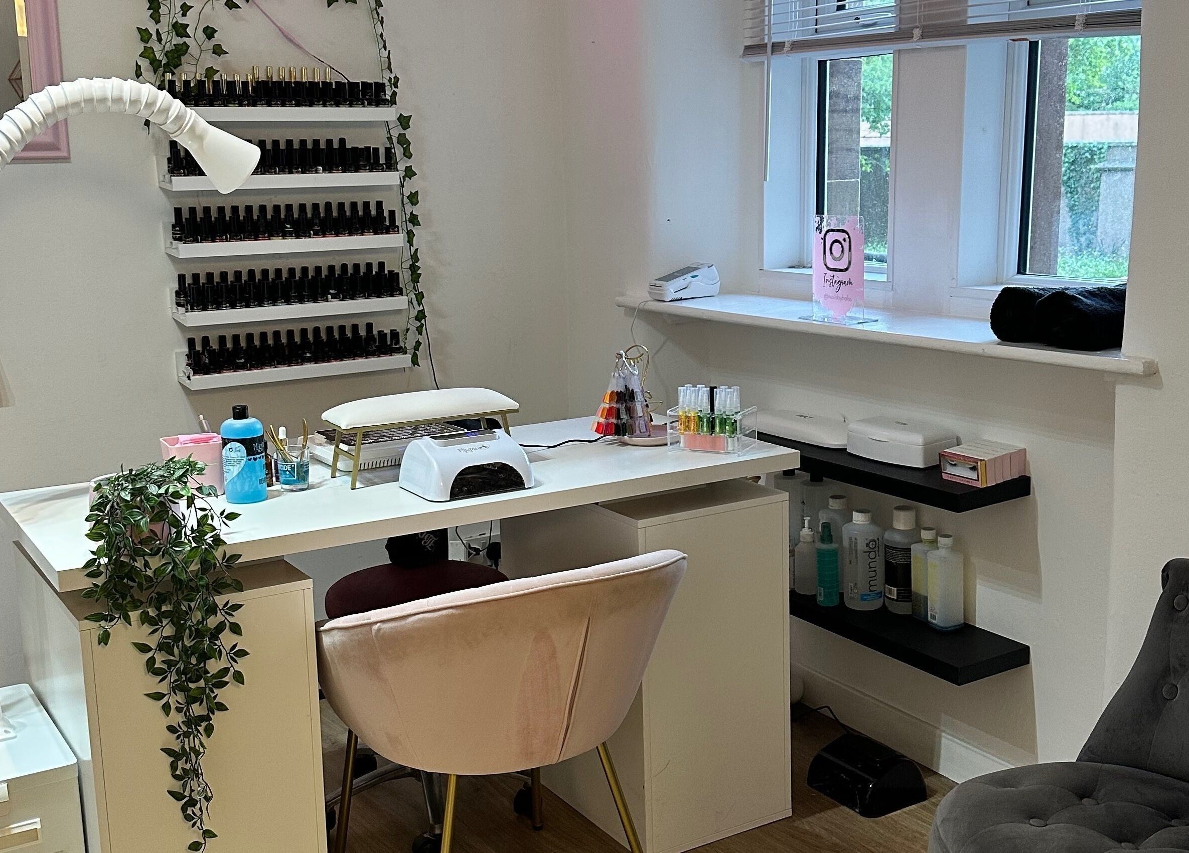 Nail care station at Nails By Hals (Hayley Robertson), Alness, Scotland, GB featuring modern design.