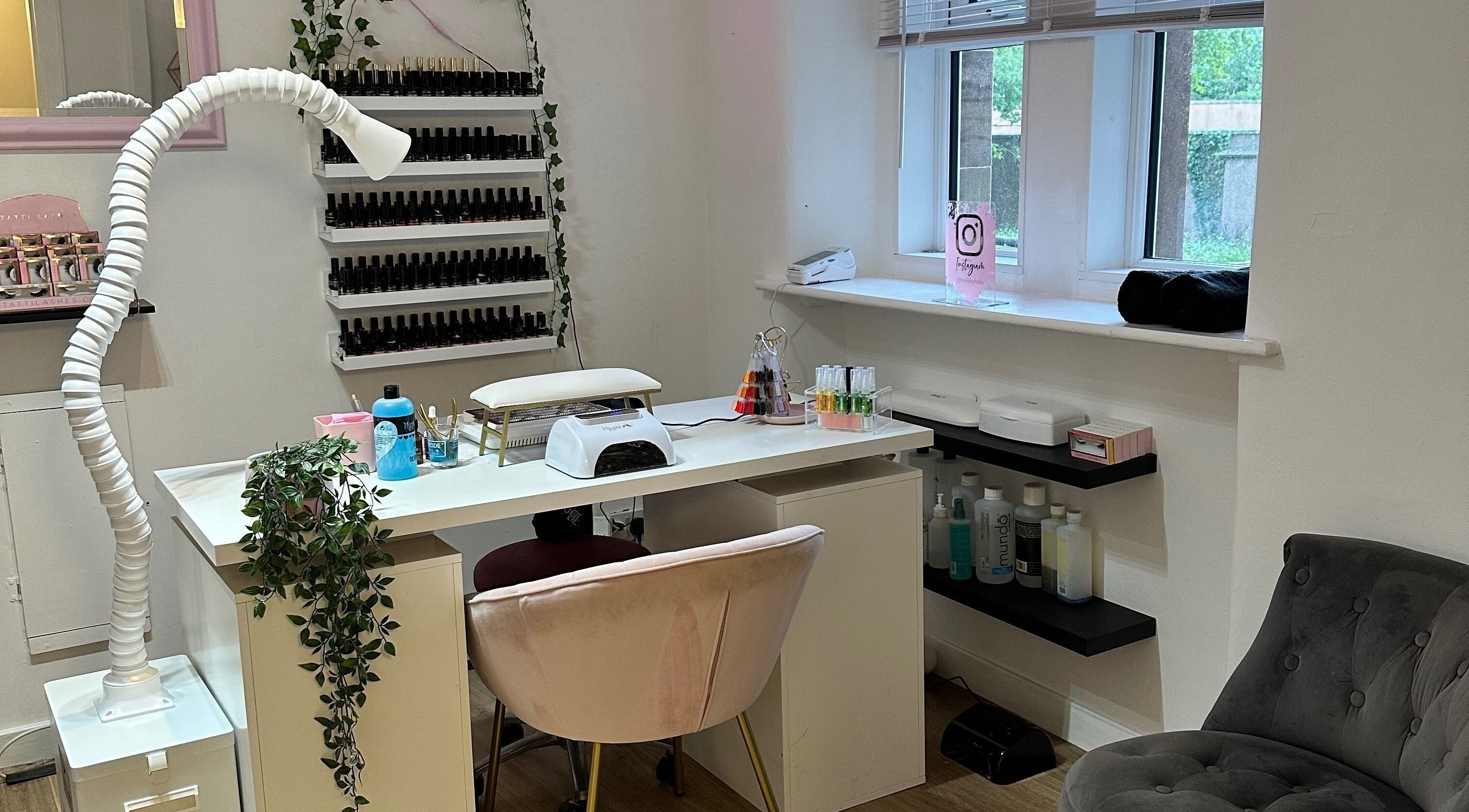 Nail care station at Nails By Hals (Hayley Robertson), Alness, Scotland, GB featuring modern design.