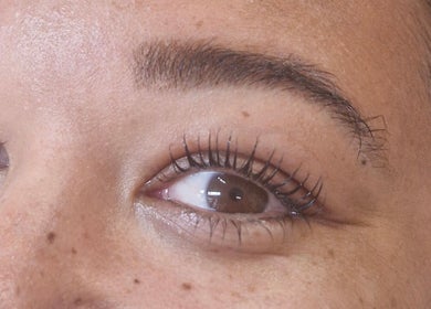 Close-up of perfectly styled lashes at Kirsty_Koutoure_ in Portsmouth, England, GB.