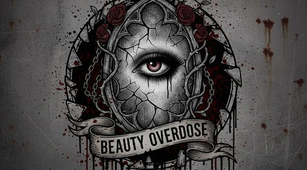 Artistic eye logo with gothic roses for Beauty Overdose in Palmerston North, Manawatū-whanganui, NZ.