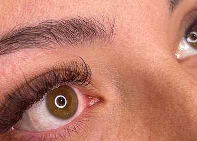 Close-up of beautifully enhanced lashes at Belissima, Green Valley, New South Wales, AU.