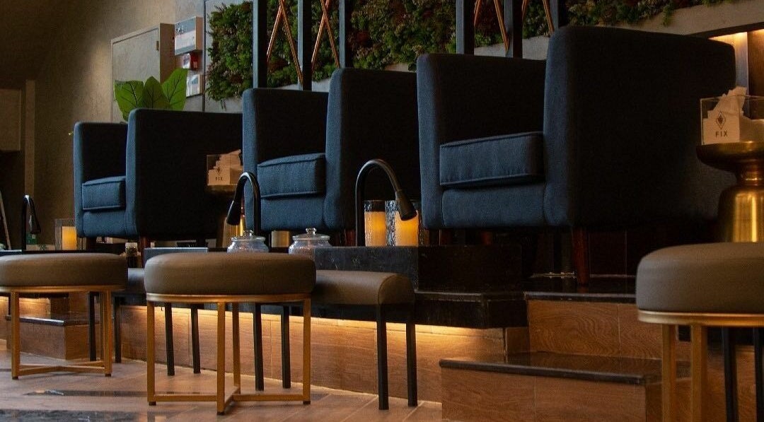 Chic seating area at Fix Nails Spa and Salon, Al Khobar, Eastern Province, SA, exudes comfort and style.