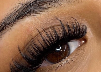 Close-up of eyelash extensions at ILashBoutiqúe, Wolverhampton, England, GB.