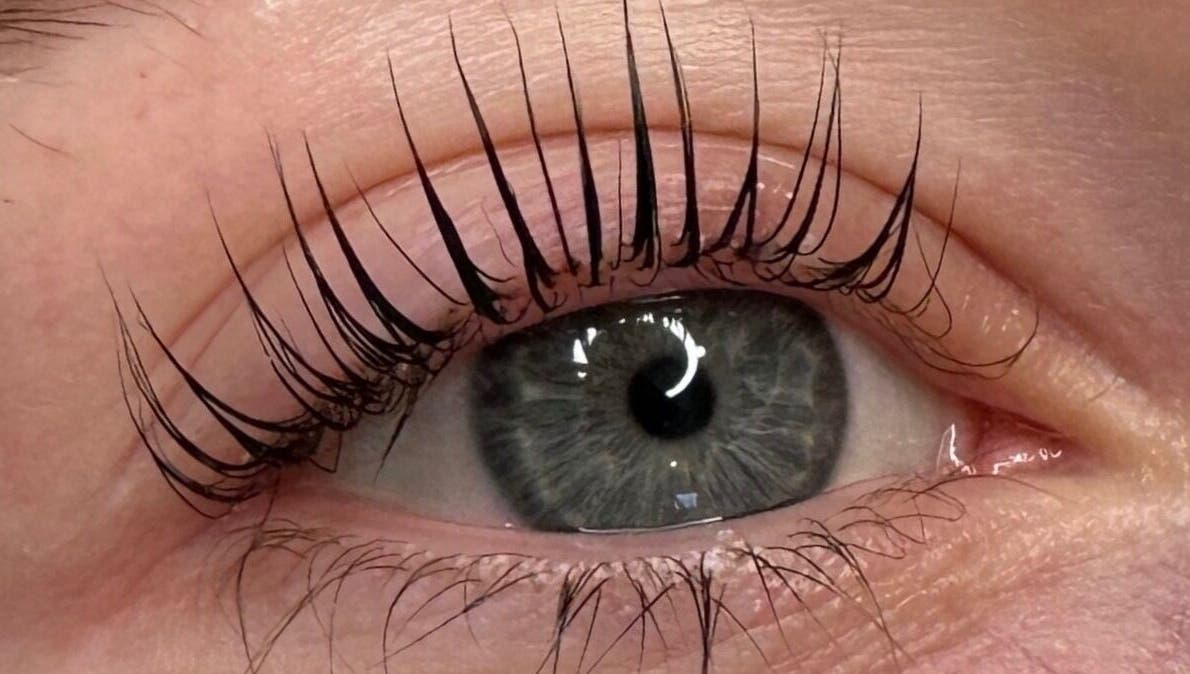 Close-up of expertly done lashes at AR Lashes and Brows, Crayford, England, GB.
