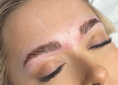 Close-up of styled eyebrows at EK Beauty, Fareham, England, GB, showcasing expert beauty services.