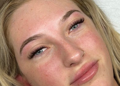 Client with enhanced lashes at EK Beauty, Fareham, England, GB.