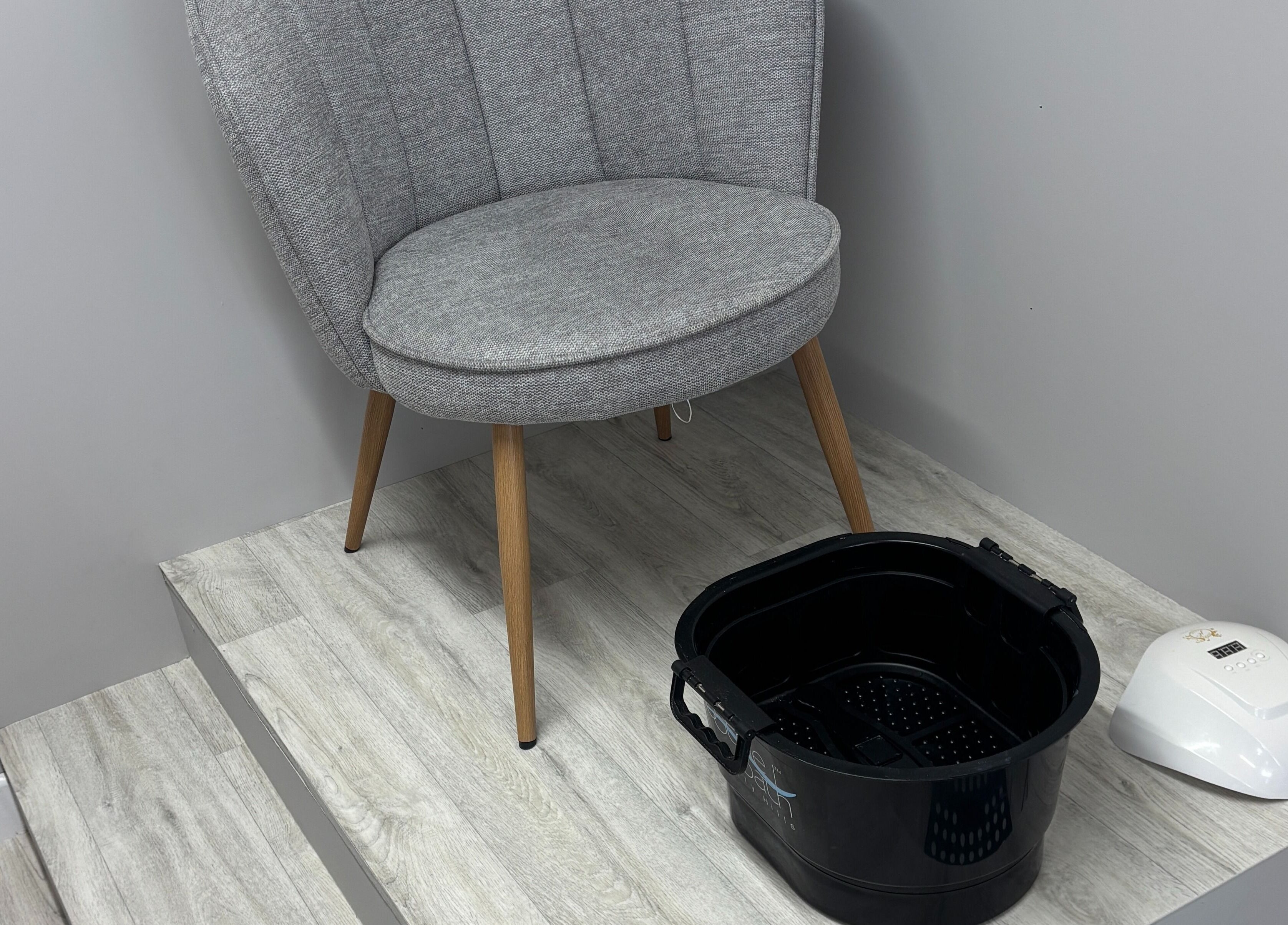 Relaxing pedicure setup at Nails by Katelyn, Ardfinnan, IE, featuring a cozy chair and foot spa.