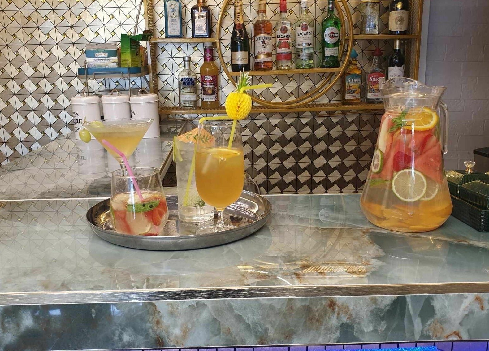 Chic cocktail bar at Lucky Star Nails & Beauty Bar in Dublin 14, County Dublin, IE, showcasing vibrant drinks.