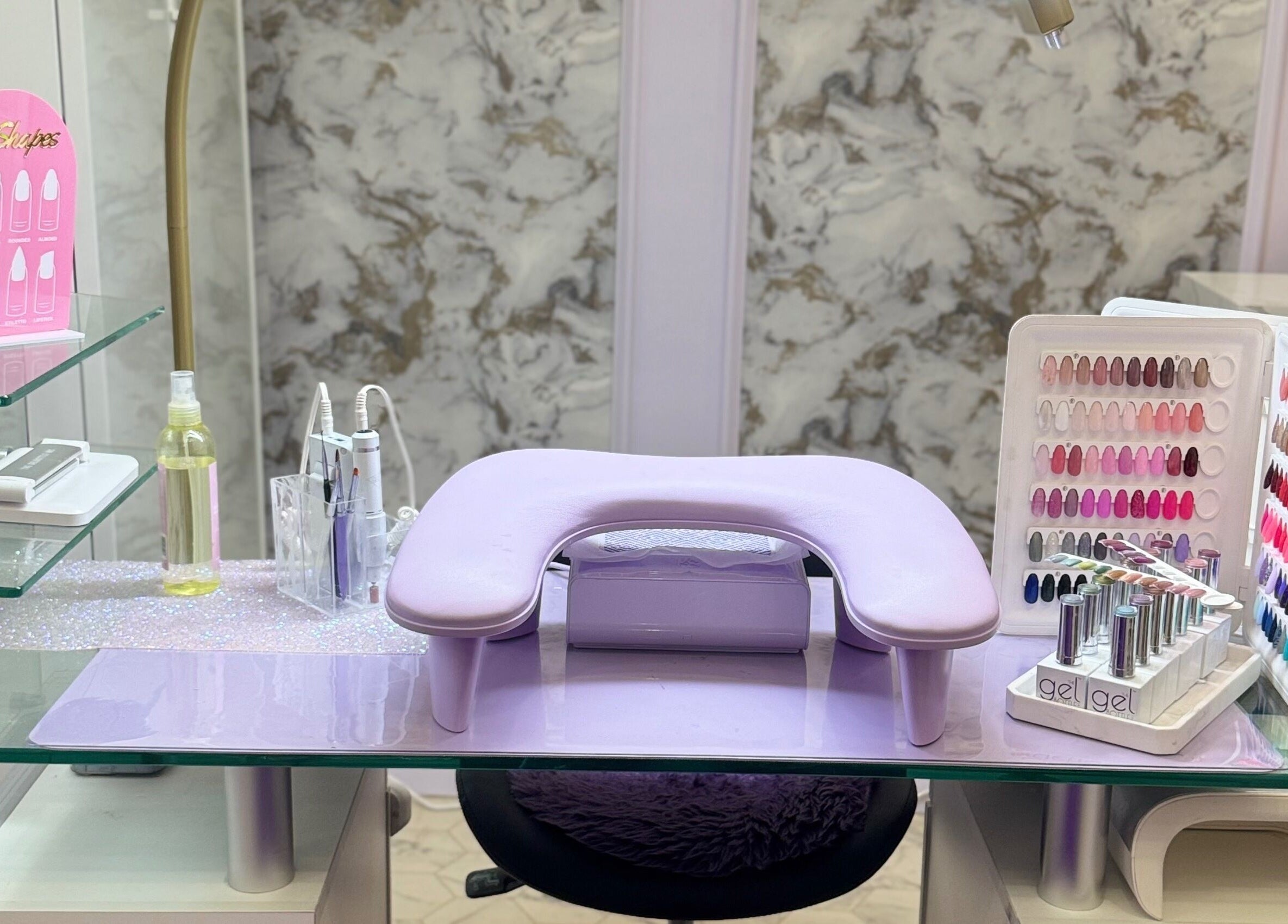 Plagued With Gelousy, 3A Watergate Arcade SY13 1DP nail station, showcasing color choices in Whitchurch, England, GB.