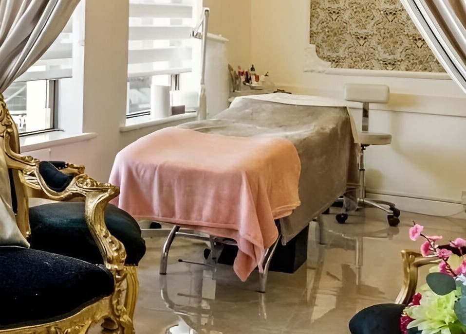 Luxurious beauty room at Fifty Shades Nails and Beauty, Dublin, County Dublin, IE with plush seating and decor.