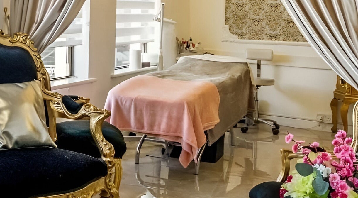 Luxurious beauty room at Fifty Shades Nails and Beauty, Dublin, County Dublin, IE with plush seating and decor.