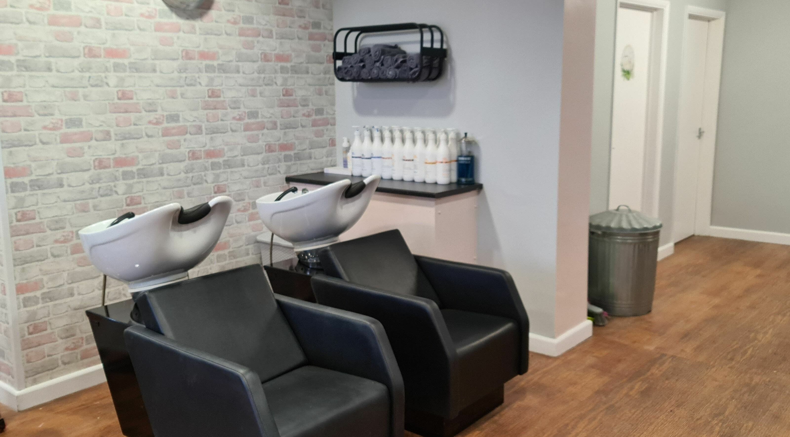 Modern hair washing area at Inspirations Hair and Beauty, Dunkeswell, Honiton, England, GB.