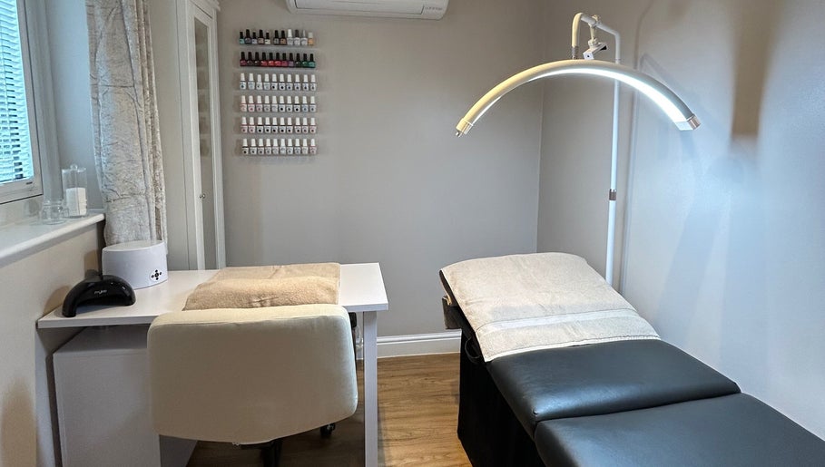 Beauty Box by Becky McDaid's serene treatment room in Peterborough, England, GB, perfect for relaxation.