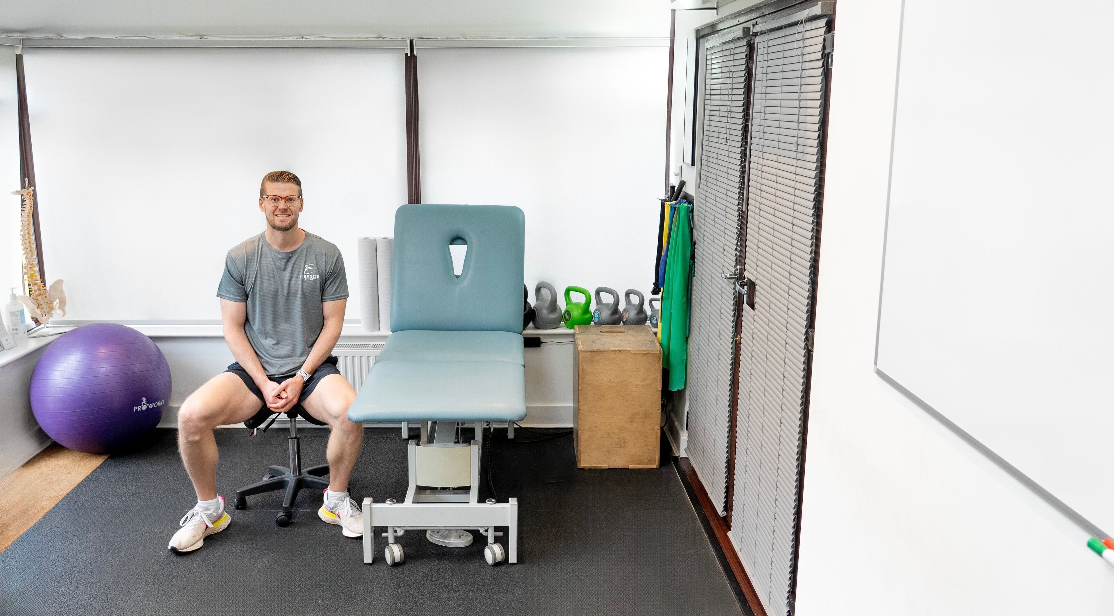 Energize Therapy treatment room with wellness equipment in Droitwich Spa, England, GB.