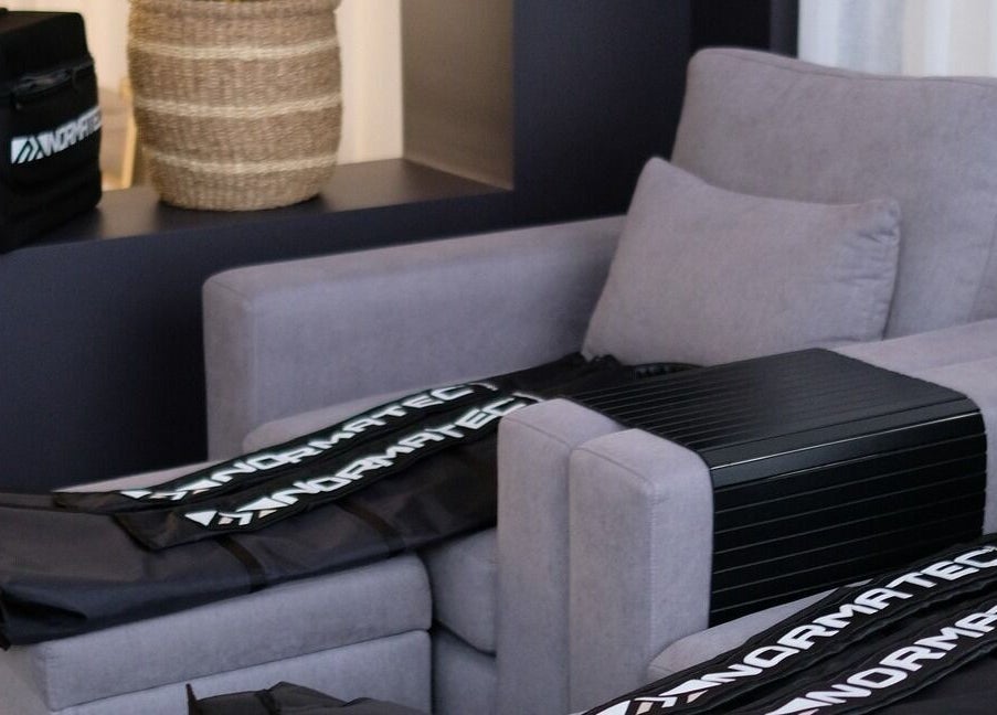 Comfortable lounge area with relaxation equipment at Feel Good Nation in Leichhardt, New South Wales, AU.