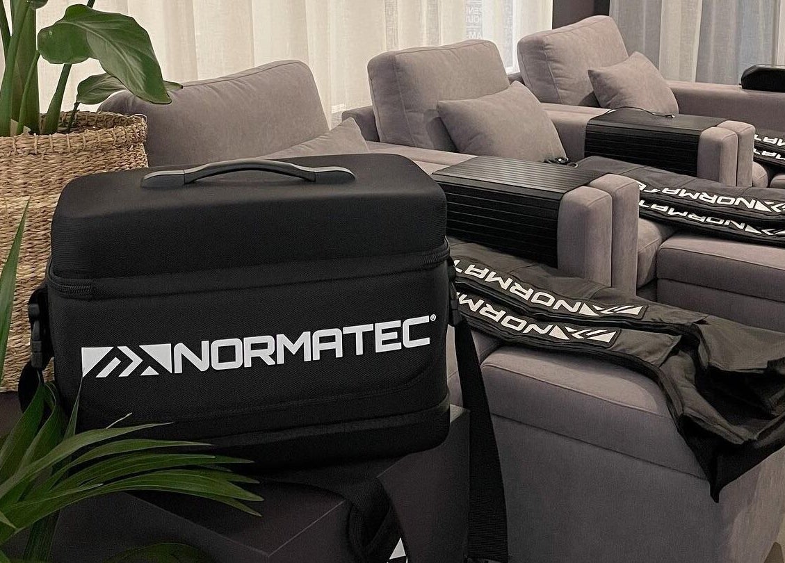 Relaxing massage chairs with NormaTec gear at Feel Good Nation, Leichhardt, New South Wales, AU.