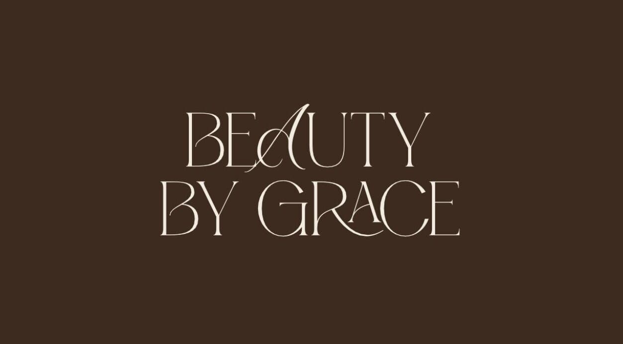 Beauty By Grace logo on brown background, Umina Beach, New South Wales, AU.
