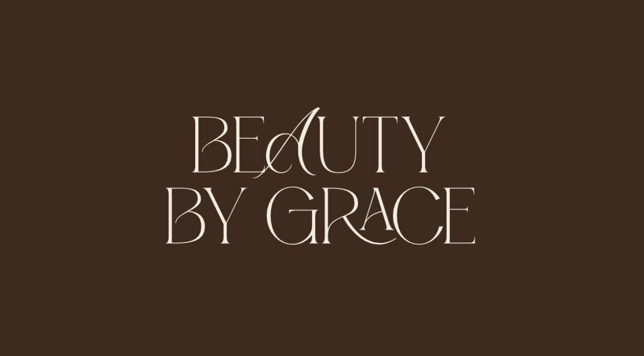 Beauty By Grace logo on brown background, Umina Beach, New South Wales, AU.