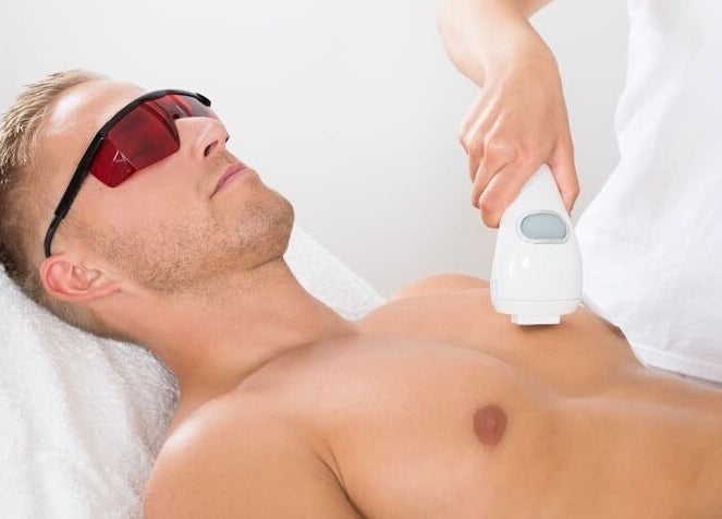 Man receives chest laser treatment at Beauty Expressed in Colours, Marsascala, MT.