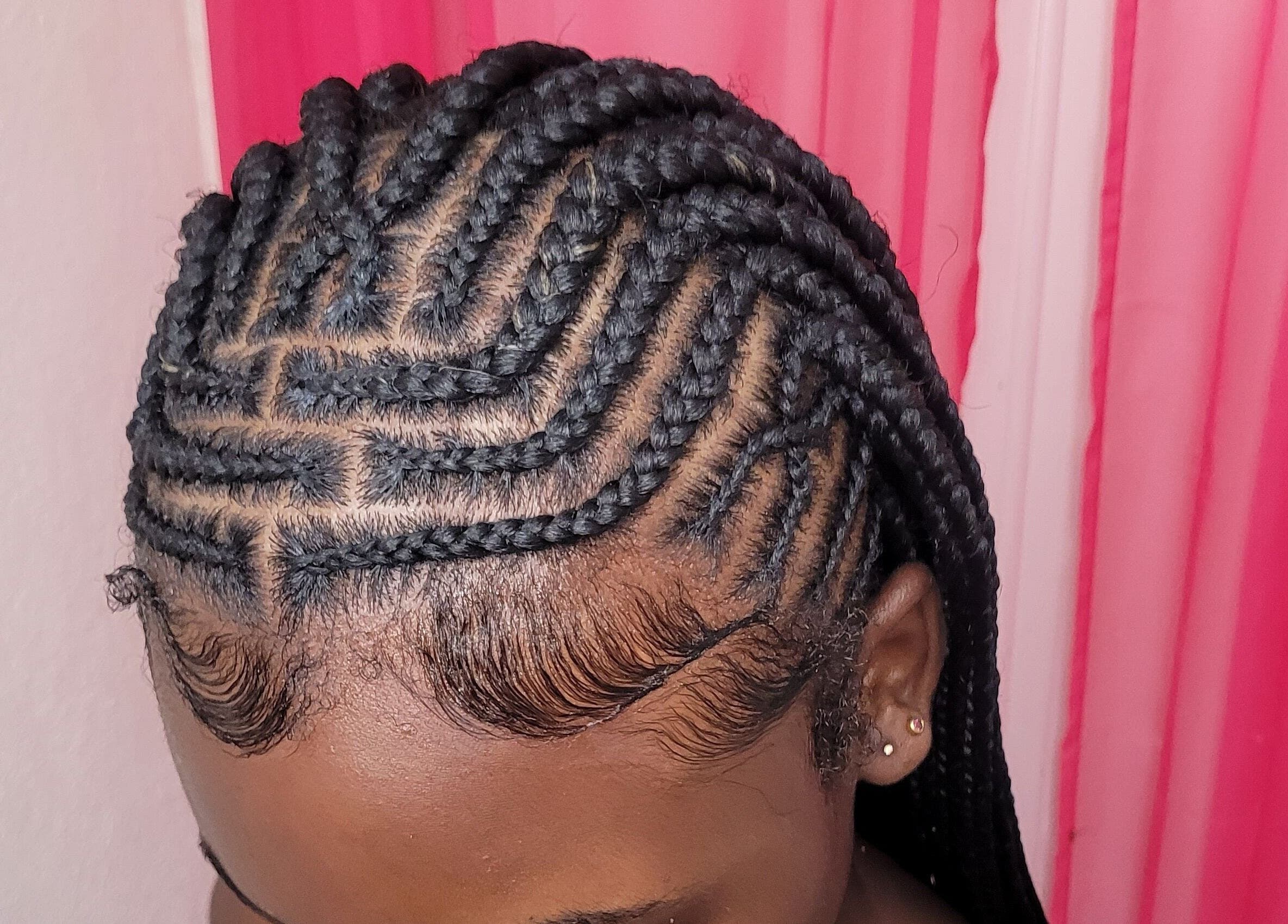 Intricate braided hairstyle at M'Shantelle Beautii, Speightstown, Saint Peter, BB.