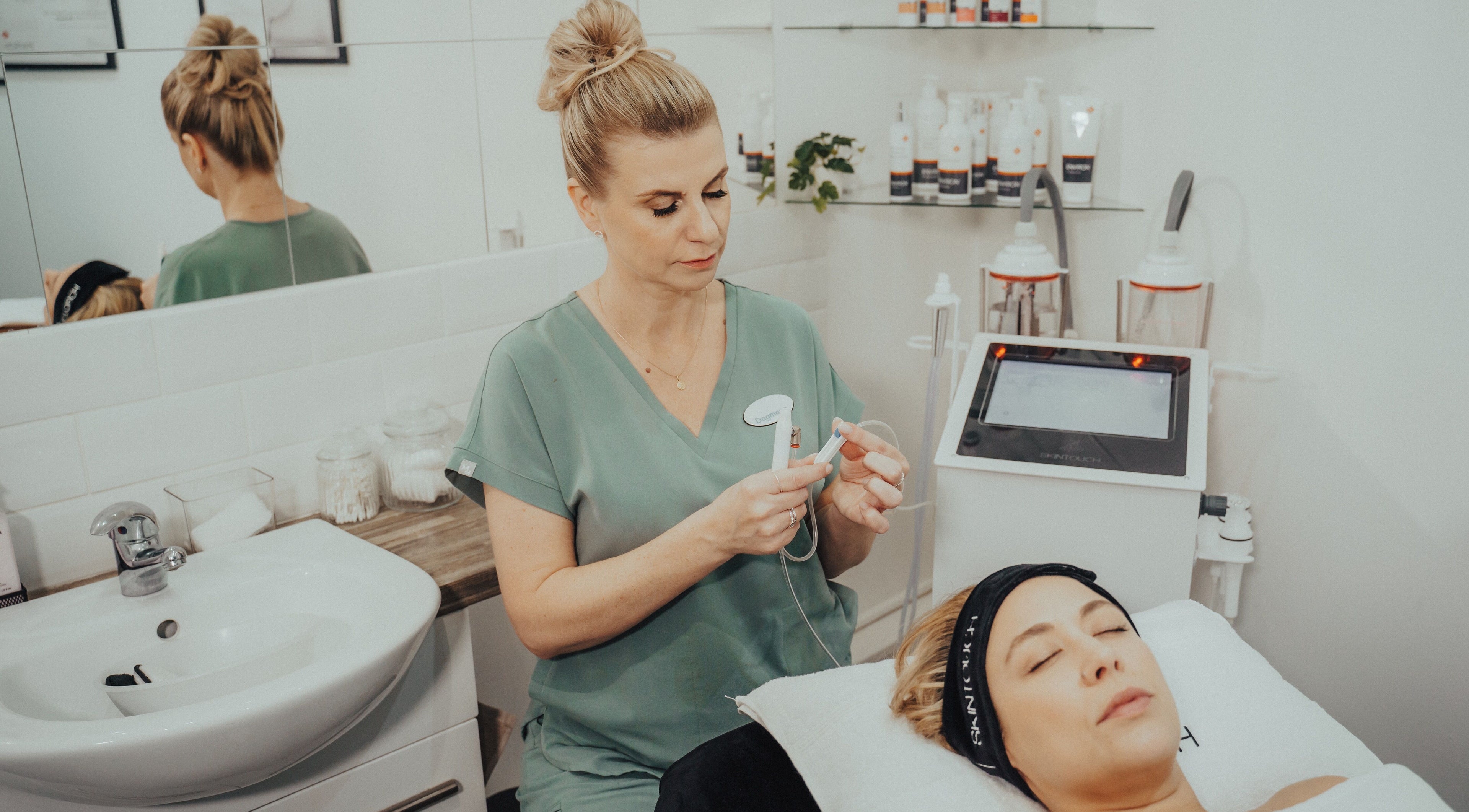 Professional skincare session at Skin Touch in London, England, GB, showcasing advanced treatment techniques.