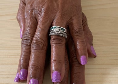 Elegant purple manicure with silver rings at Spa Solange in Saint James, Saint James, BB.