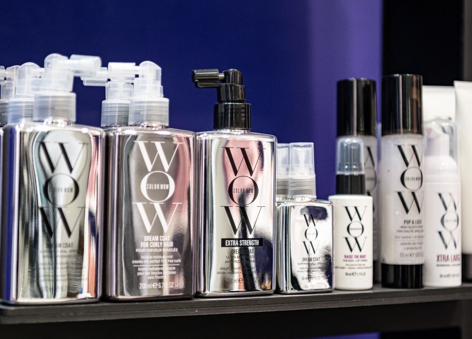 Cora Hair salon product display with Color Wow items, Birmingham, England, GB.