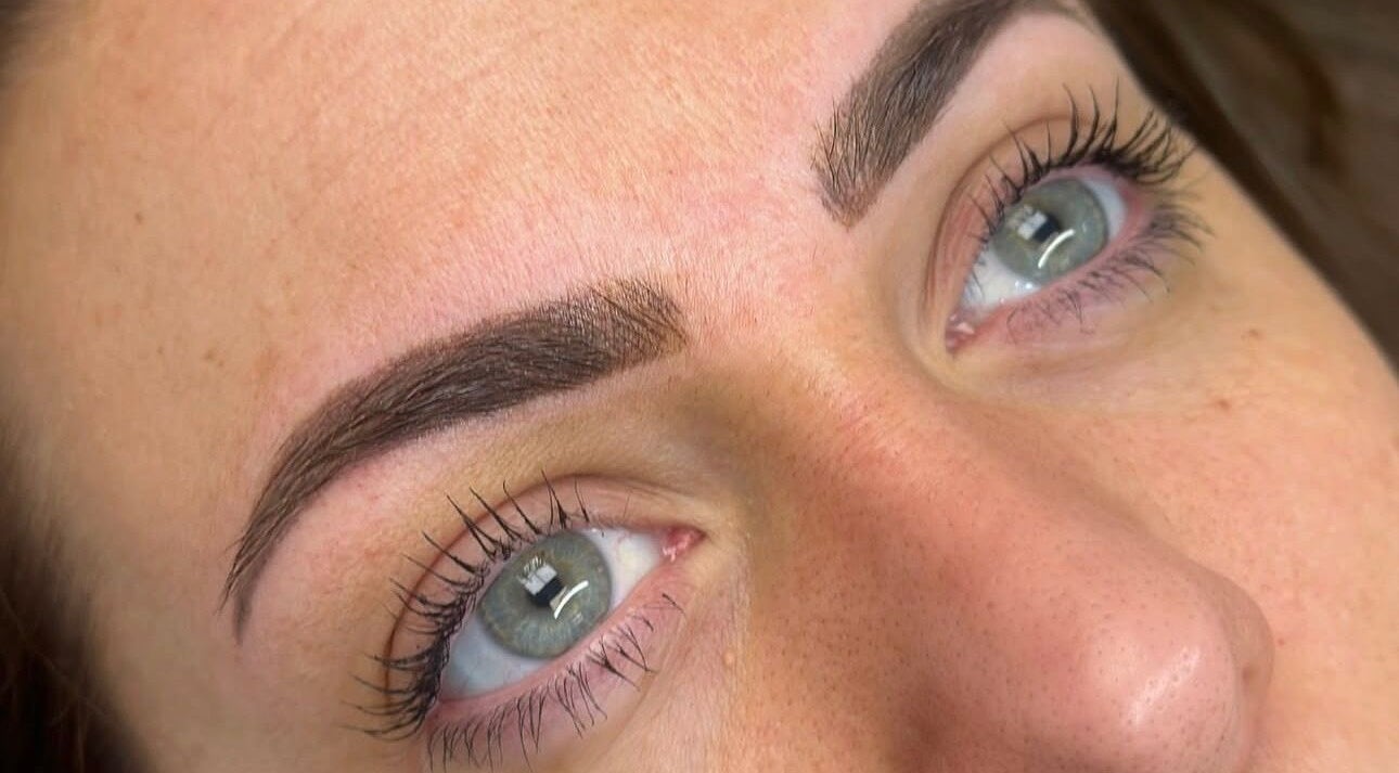 Close-up of expertly shaped brows at Sophiesticated Beauty in Thatcham, England, GB.